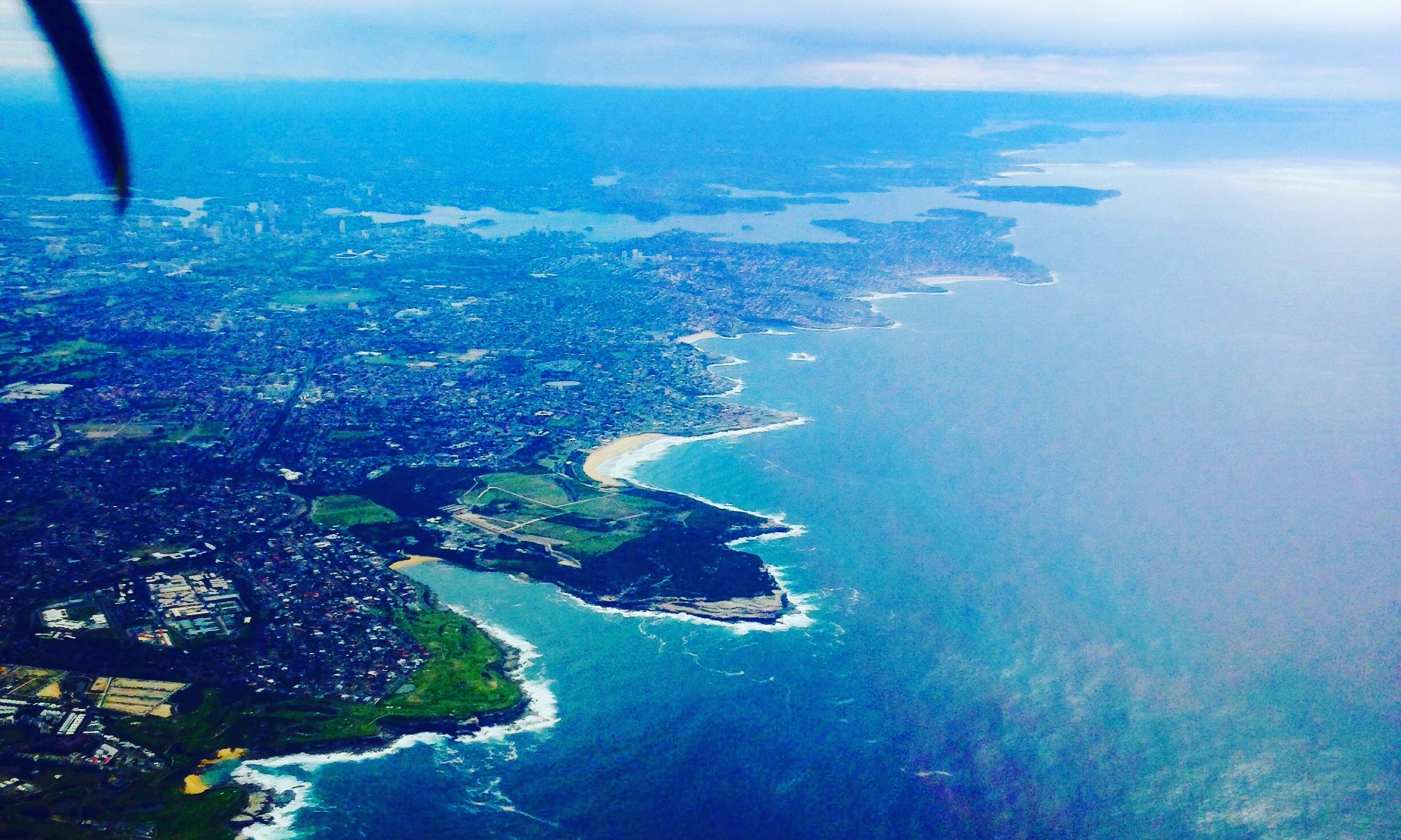 Flying into Sydney, view from the plane window