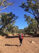 Walking in the dry riverbed of the Frome River in South Australia's Flinders Ranges