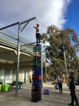 Success at crate stacking activity at Rotary Youth Exchange weekend