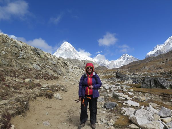 Louise trekking towards Everest Base Camp
